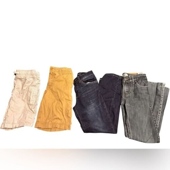 Kids Casual Bottoms Set Jeans and Shorts- Beige, Yellow, and Blue - Picture 1 of 2